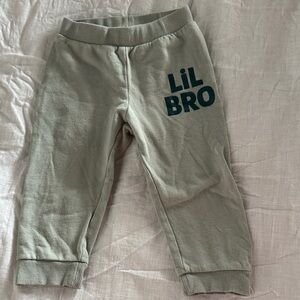 H&M Kids Joggers in Light Gray with 'Lil Bro' Print